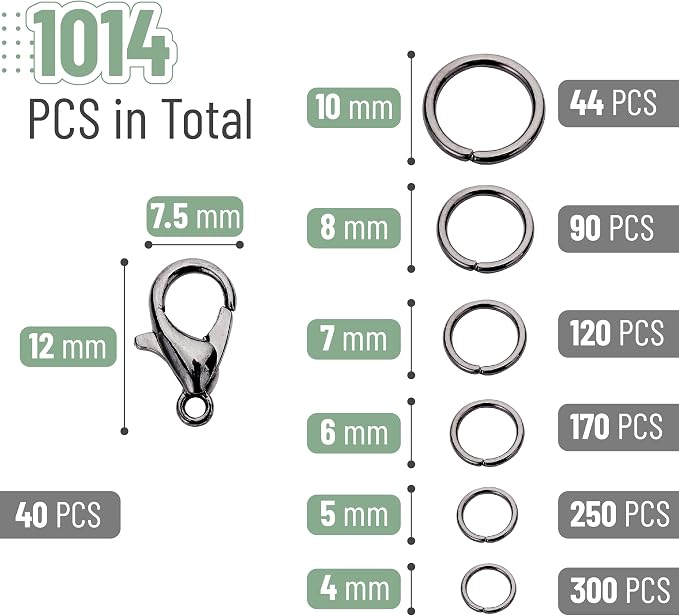 Mr. Pen- Open Jump Rings Set, 6 Assorted Sizes, Jewelry Making Findings - Image 2