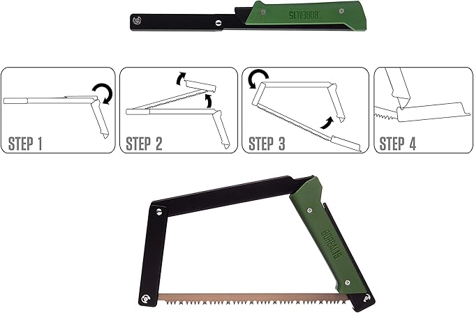 AGAWA - BOREAL15 Tripper KIT - 15" Folding Bow Saw, Rugged Cordura Sheath, Additional Aggressive Blade (Black Frame, Green Handle)