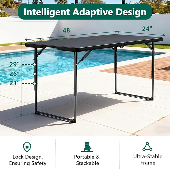 2 Pack Folding Table 4ft - Image 3