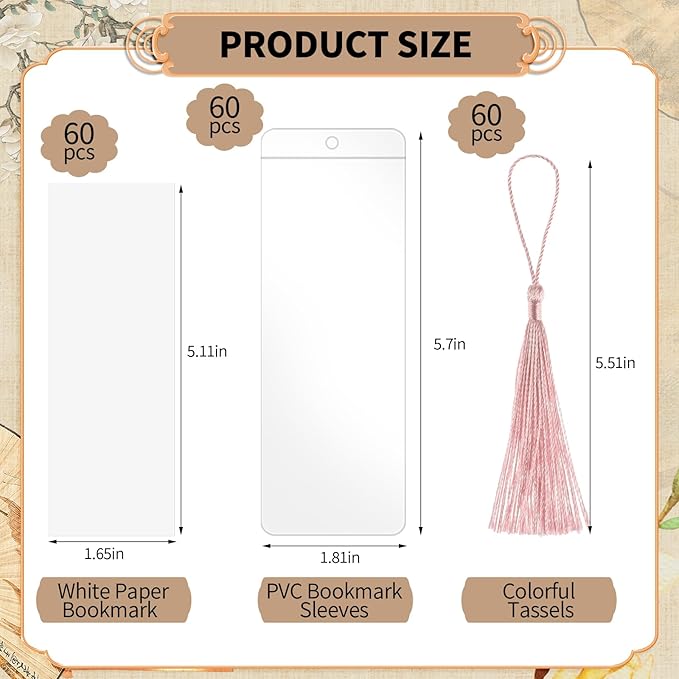 60 Sets Blank Kraft Paper Bookmarks Kit - Image 2