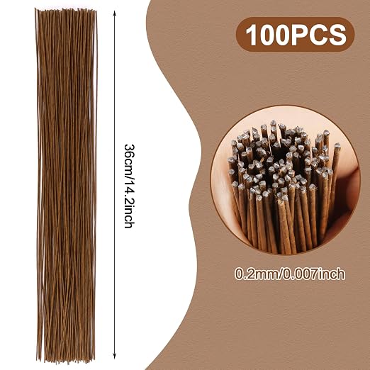 CCINEE 18 Gauge Brown Floral Stem Wire, 14 inch - Image 2
