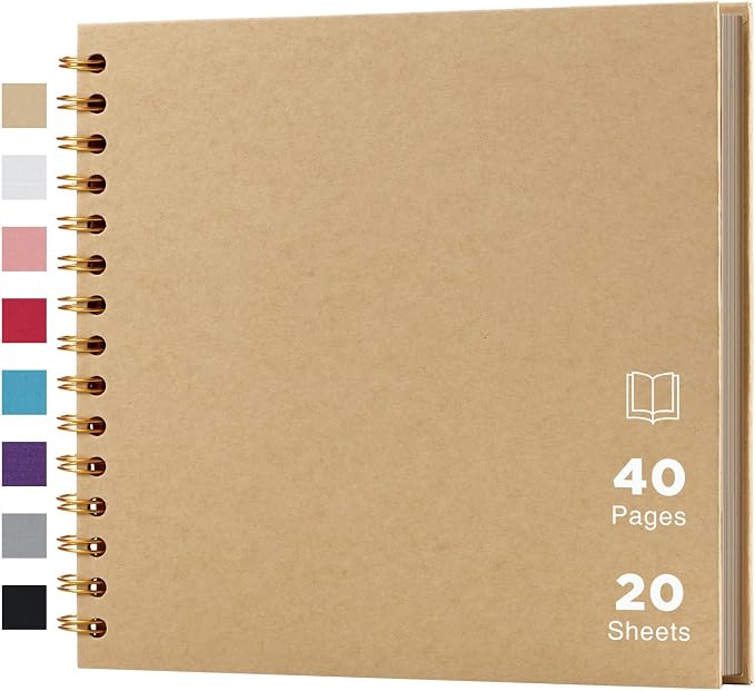 potricher 8 x 8 Inch DIY Scrapbook Album 40 Pages Hardcover Kraft Paper Scrap by potricher