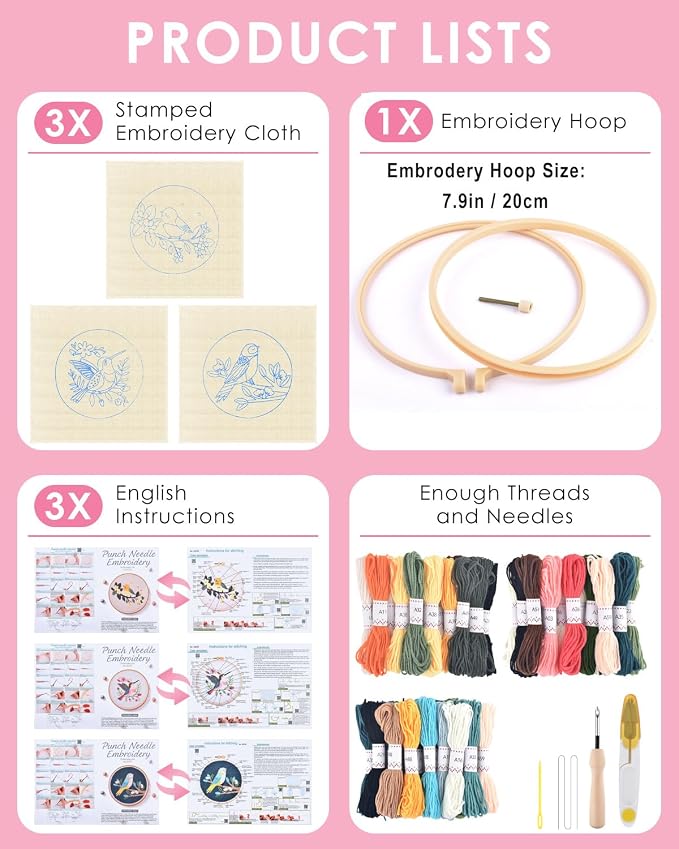 TINDTOP Punch Needle Kits, Panda Punch Embroidery Kits - Image 2