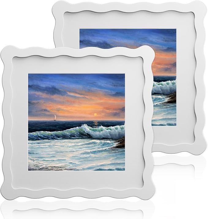 8X8 Wavy Picture Frame With Mat by Unknown