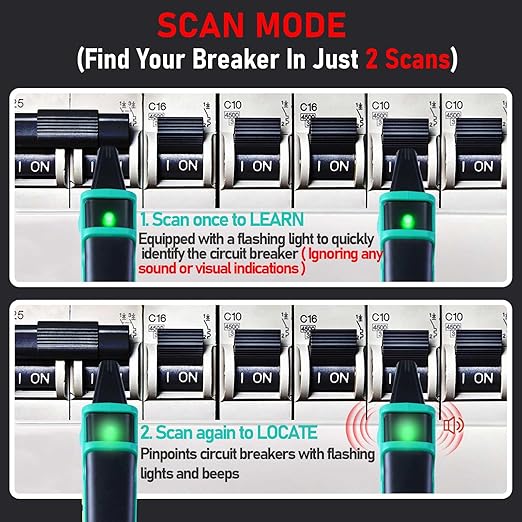 Xin Tester Digital AC Circuit Breaker Finder Tool with Integrated GFCI Outlet Tester, 90-120V NCV Electrical Circuit Tracer Automatically Scan Voltage Detector Electrician Tool XT-33A