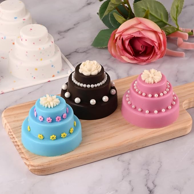 Sakolla 2 Pack 3 Tier Mini Cake Molds, 6 Cavity Silicone Cake Molds - Image 3