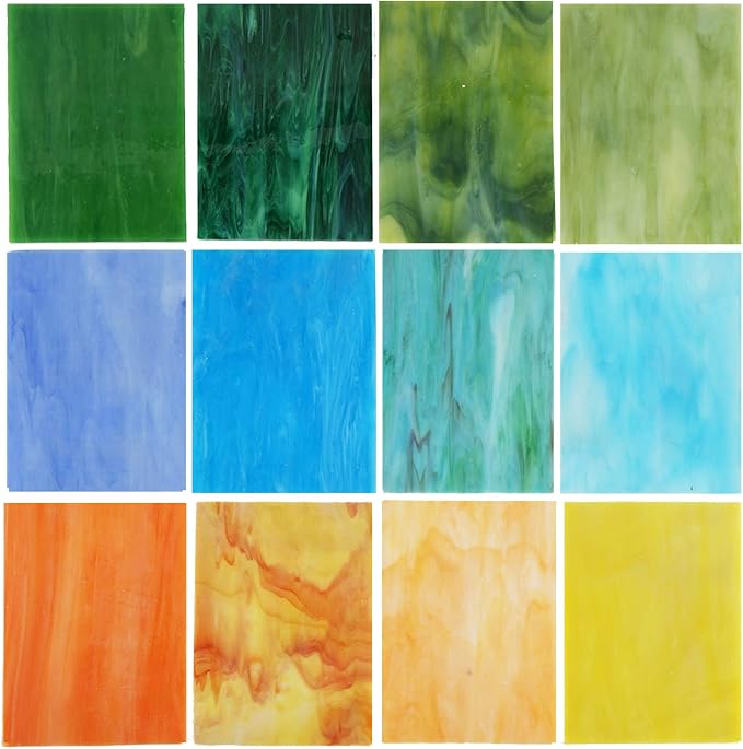 Lanyani Variety Stained Glass Sheets Pack, 4 x 6 inch Large Cathedral Glass by LanyaniArtGlassMosaics