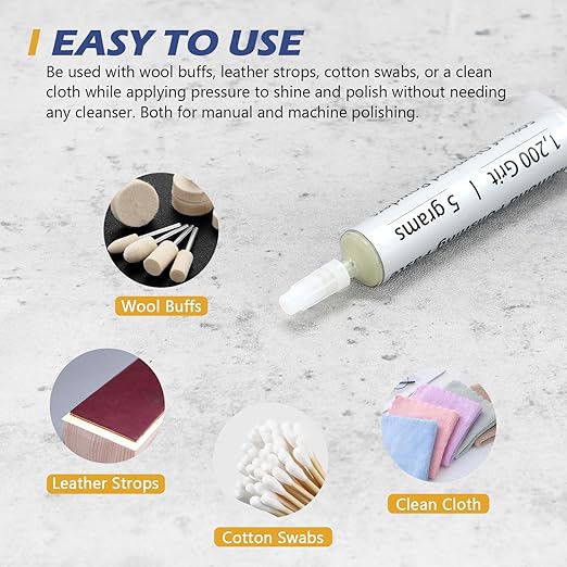 SCOTTCHEN 6Pcs Diamond Polishing Paste,400/1,200/4,000/8,000/50,000/100,000 Grit, Lapping Compound with 50% Concentration of Diamond Powders for Jewelry, Metal, Ring, Glass, Coin, 5 Gram Each