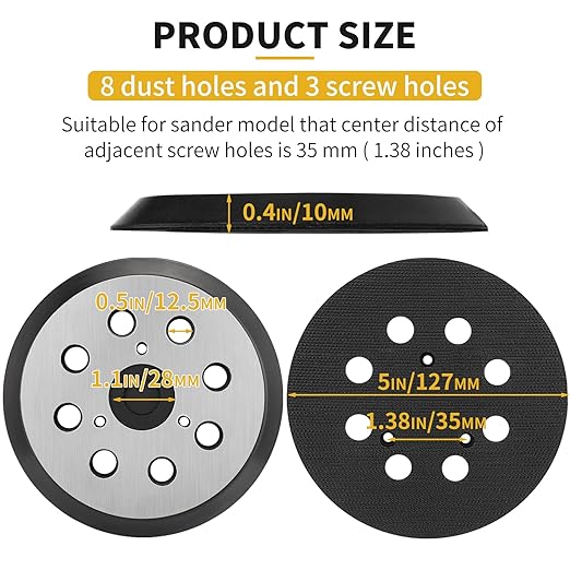 5" 8 Hole Hook & Loop Metal Orbital Sander Replacement Pads Compatible with Makita Sander BO5010 BO5030K BO5031K BO5041K, 3 Pack