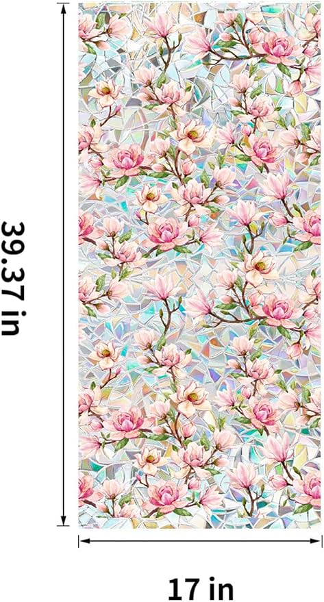 Stained Glass Window Cling, Rainbow Tinted Window Film Sun Blocking, Floral - Image 2