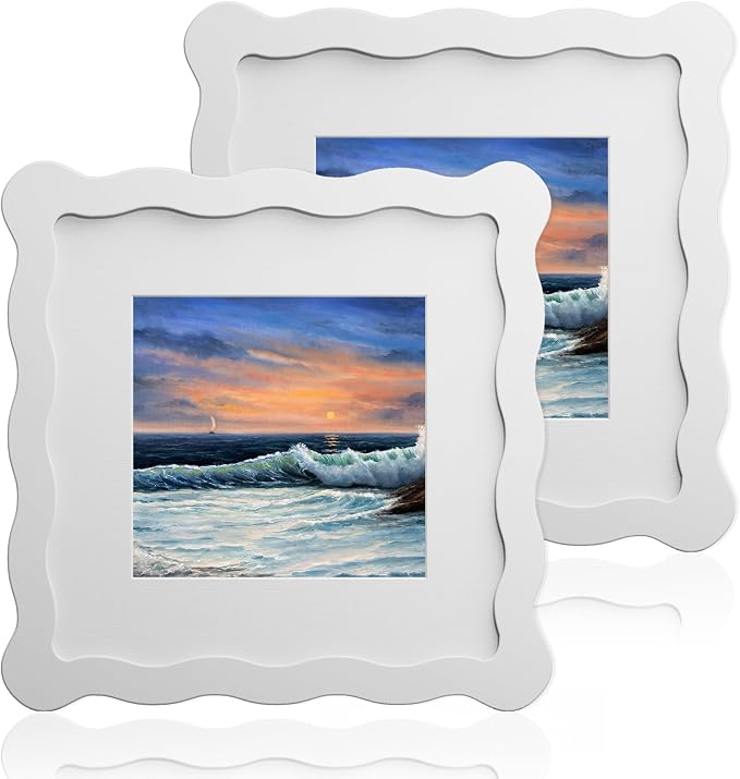 6x6 Wavy Picture Frame With Mat by Unknown