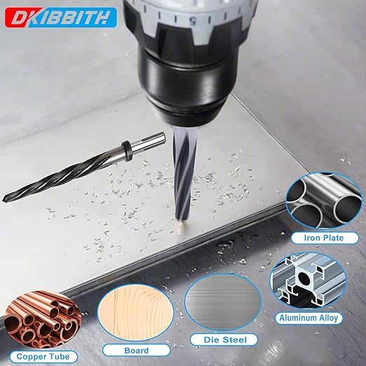 7/8” Bridge Construction Reamer Drill Bit, M2 HSS Taper Chucking Reamer for Steel Alloy Metal Wood Plastic, 1/2" Non-Slip Shank, 5-Spiral Flutes Car Reamer, to Align or Enlarge Holes, 22mm