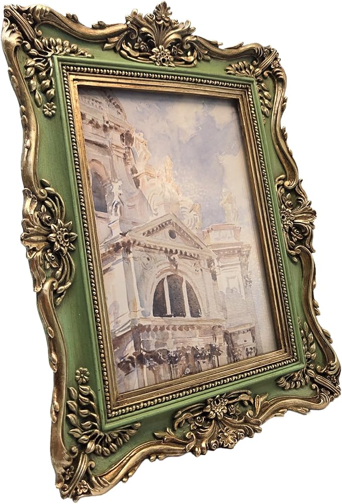 5x7 Vintage Picture Frame, Antique Green and Gold Ornate Photo Frame - Image 6