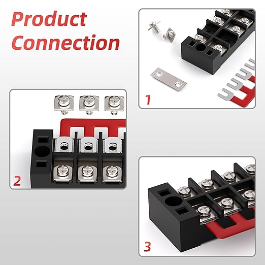 APIELE 25A Screw Terminal Block 4/5/6 Position Dual Row Covered 600V Pre-Insulated Terminal Barrier Strips (6PCS 25A 4P/5P/6P+6PCS Wiring Strips)