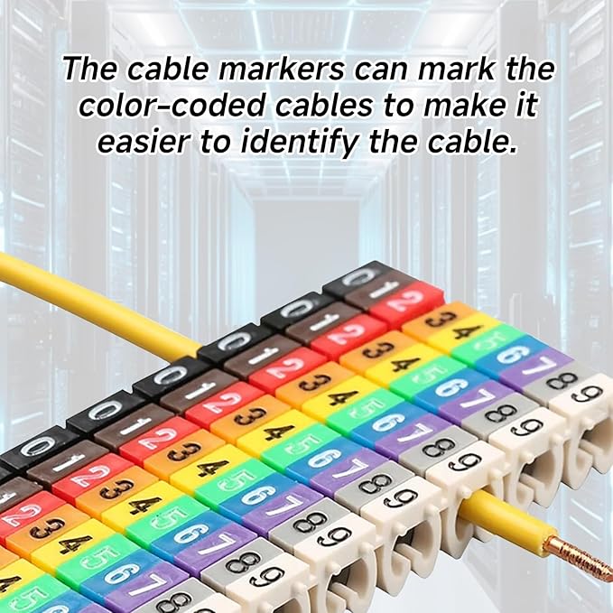 Wire Number Labels, 0.1 x 0.1in Colorful Wire Number Tube Cable Marker, Digital Number Clip on Wire Marker, Plastic Wire Numbering Marker for Wires Management, 150Pcs
