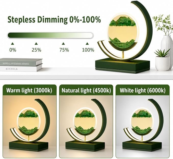 Moving Sand Art Lamp, 360 Degree Rotating Sands of Time Lamp - Image 3