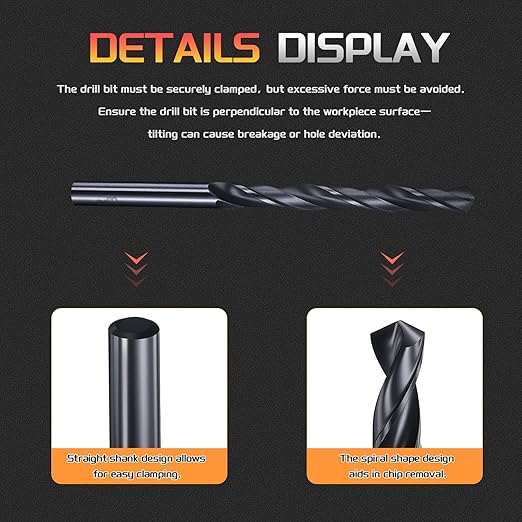 Drill Bit, 6.2mm Cutting Diameter, 4241 HSS Nitriding Black 118° Cutting Angle Versatile Jobber Bits - (Applications: for Drilling Plastic Wood Soft Metal), 12-Pieces