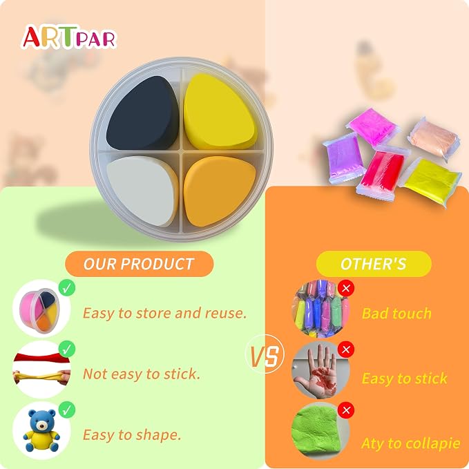 ARTPAR Air Dry Clay, 12 Animals Modeling Magic Clay Kit, Kids Crafts Gifts | - Image 6