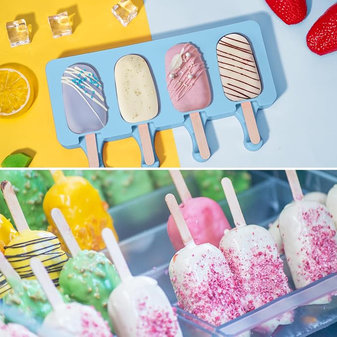 Ozera 2 Pack Silicone Popsicles Molds, Reusable Cake Pop Molds Set | Popsicles - Image 2