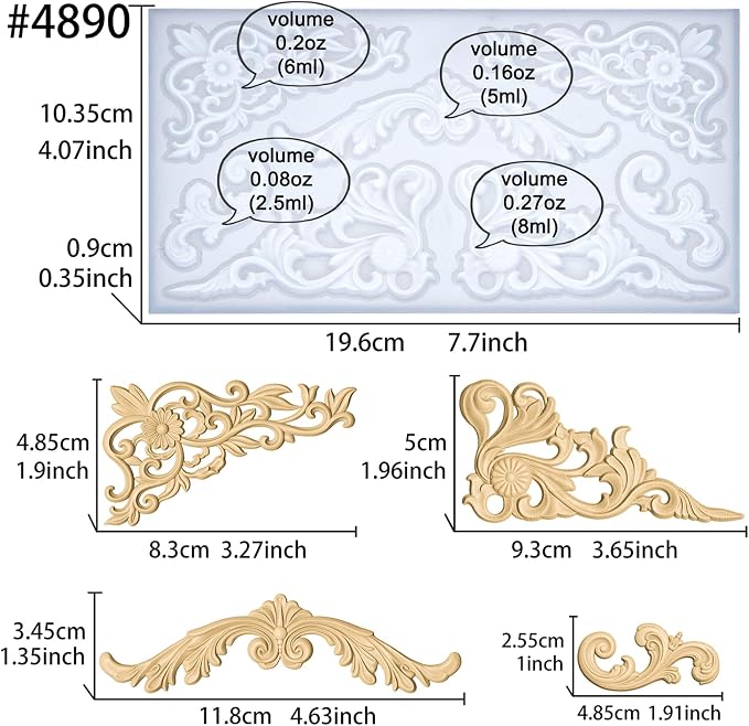 Art Molds Rococo Embellishment for Polyclay Air Dry Clay Plaster | Versatile - Image 2
