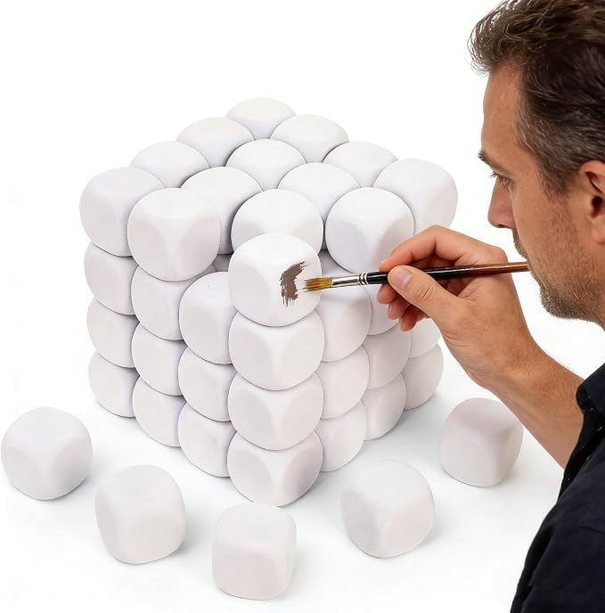 ZEAYEA 48 PCS Blank White Dice, 50MM White EVA Foam Dices, Blank Six Sided Dice - Image 6
