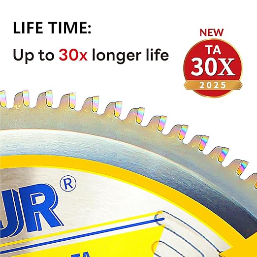 Aluminum Cutting Circular Saw Blade, Medium Aluminum,The Cutting Head uses a Special Anti-Heat Sticking Coating with high Finish and Long Life,NFM 12 inch 96-Tooth 1" -TA