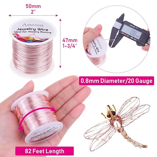 anezus 20 Gauge Jewelry Wire, 28 Yards Craft Wire Tarnish Resistant Copper - Image 2