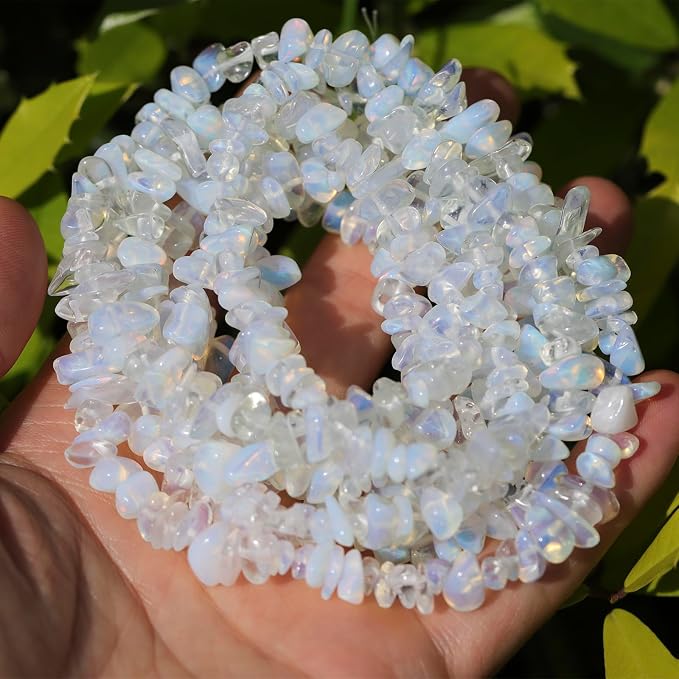 200pcs White Opalite Chip Beads - Image 2
