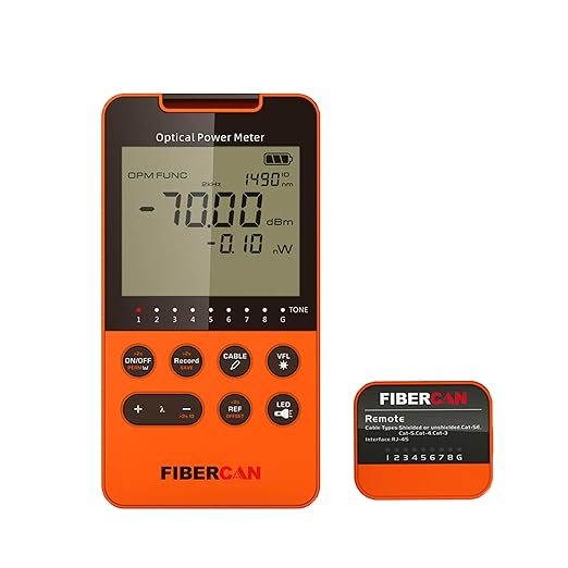 Optical Power Meter -70~+10dbm Built-in 10mW Visual Fault Locator Portable Optical Cable Tester Network Tools with RJ45 Remote