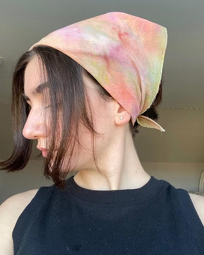 White Bandanas Women Men Large Cotton Tie Dye Party Supplies Plain Head Wrap - Image 6