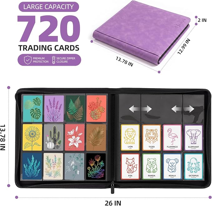 Card Binder 12 Pocket, Premium 720 Double Sided Pocket Collection Binder - Image 3