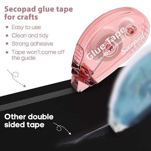 Secopad 1.5X Longer Scrapbook Tape, 6 Pack Double Sided Tape Roller - Image 2