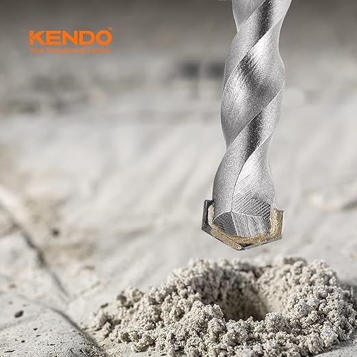KENDO 1/4" x 6" Rotary Hammer Drill Bits Multi-Purpose Carbide Drill Bit Set - 5-Piece Carbide Tips for Concrete, Brick, Wood, Tile, for DIY Lovers