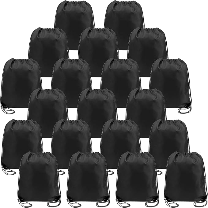 BeeGreen Black Drawstring Backpack Bulk 20 Pack, Christmas String Backpack by BeeGreen