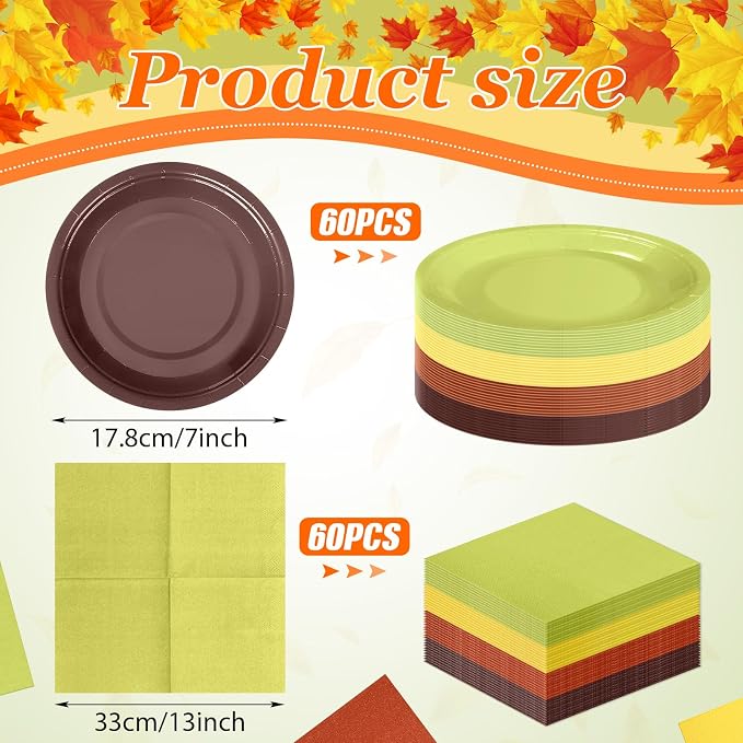 Zhehao 120 Pcs Disposable Paper Plates and Napkins Bulk Birthday Party - Image 2