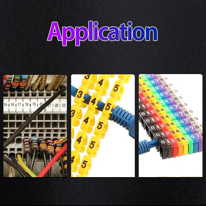 WALFRONT Digital Tube Wire 0-9 Number Coded Clip On Plastic Cable Label Tube Colorful Cable Marker C Shape Suitable Multi-Type Cable (150Pcs 1.5mm²)