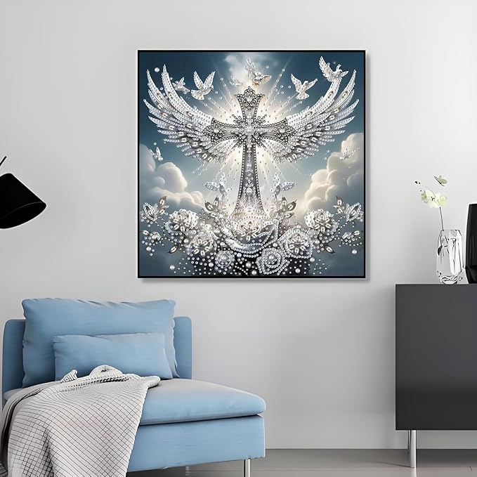 OJTOYART Cross-Angel Wings 5D Diamond Painting Kits - Image 3