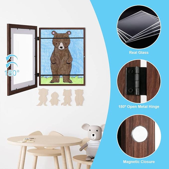 Kids Art Frames, 10x12.5 Front Opening Kids Artwork Frames Changeable, Displays - Image 4