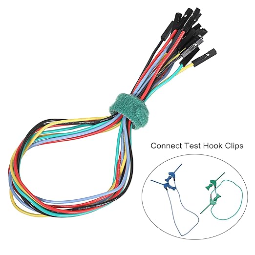 Sumnacon Test Leads Kit 10 Pcs 5 Colors Mini SMD IC Test Hook Clips with Silicone Jumper Wires Cable for Logic Analyzer Electrical Testing Clip Leads or Multimeter Test Leads for Repairing Cell Phone
