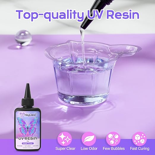 HeyClear 300g UV Resin kit Super Clear, Low Odor, Premixed UV Epoxy Resin Glue - Image 3