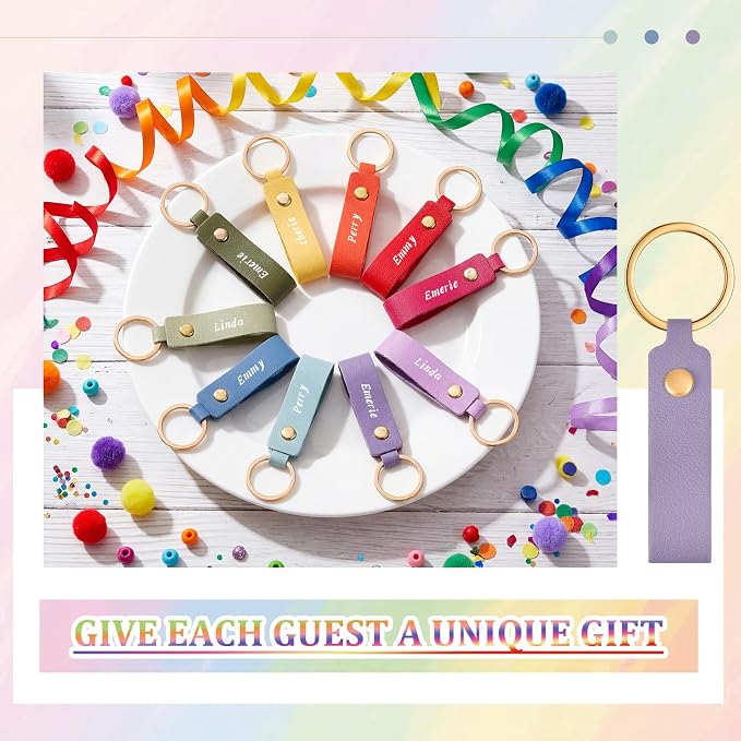 Wavyknot 100 Pcs PU Leather Keychain Blanks Bulk Laser Engraving Blanks - Image 4