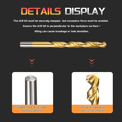 Drill Bit, 11/32" Cutting Diameter (8.731mm), 4241 HSS TiN Coated 118° Cutting Angle Versatile Jobber Bits - (Applications: for Drilling Plastic Wood Soft Thin Metal), 5-Pieces