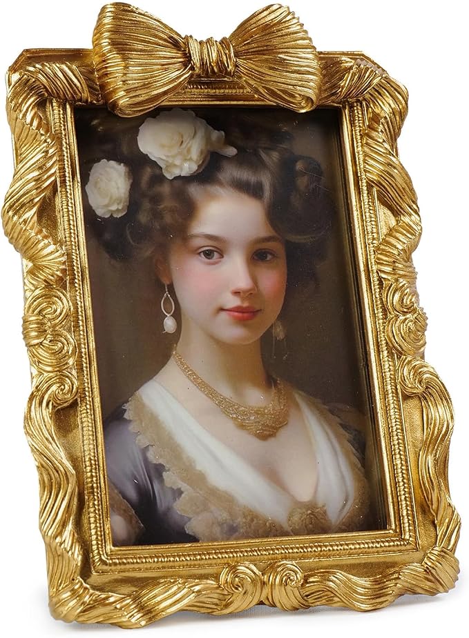 Cuspin 4x6 Gold Picture Frame Bow Frames, Vintage 4 by 6 Photo Frame - Image 9