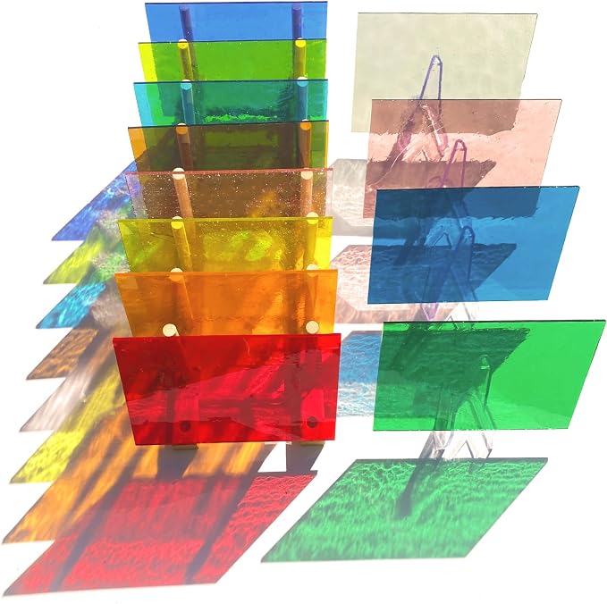 ILLUCKAI 12 Sheets Transparent Stained Glass Sheet Rainbow Colors, 6 x 4 inch - Image 3