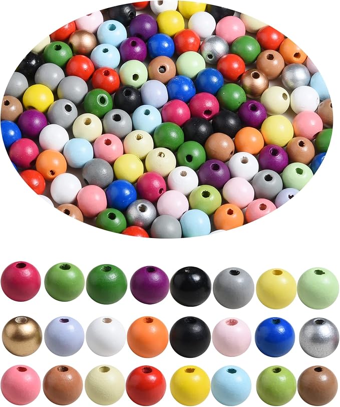 230PCS 16mm Colorful Round Wooden Beads by QDXATIVP