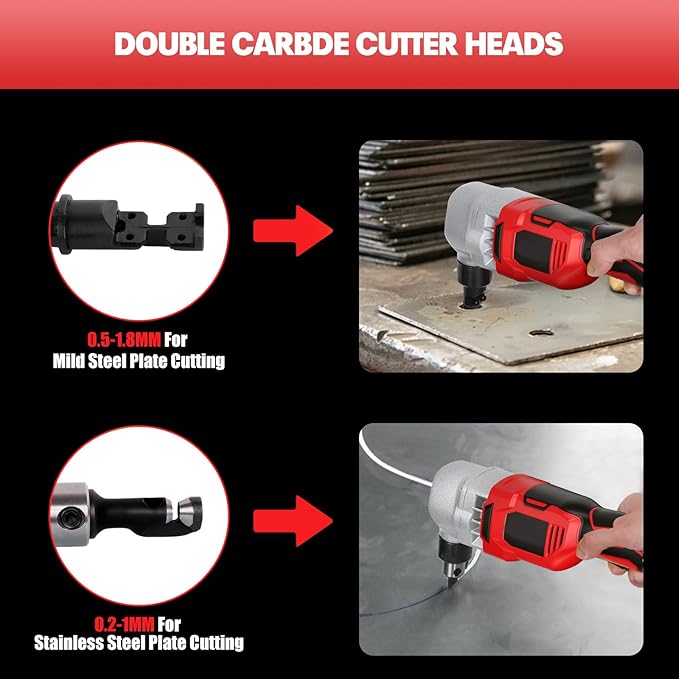 Cordless Nibbler Compatible with Milwaukee 18V Battery, Includes 2.0Ah Battery & Charger, 18 Gauge Sheet Metal Cutter with 1200RPM Brushless Motor for Cutting Aluminium, Stainless Steel, Plastic