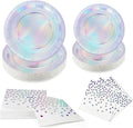 150 PCS Iridescent Party Supplies, Holographic Disposable Paper Plates Napkins by Unknown