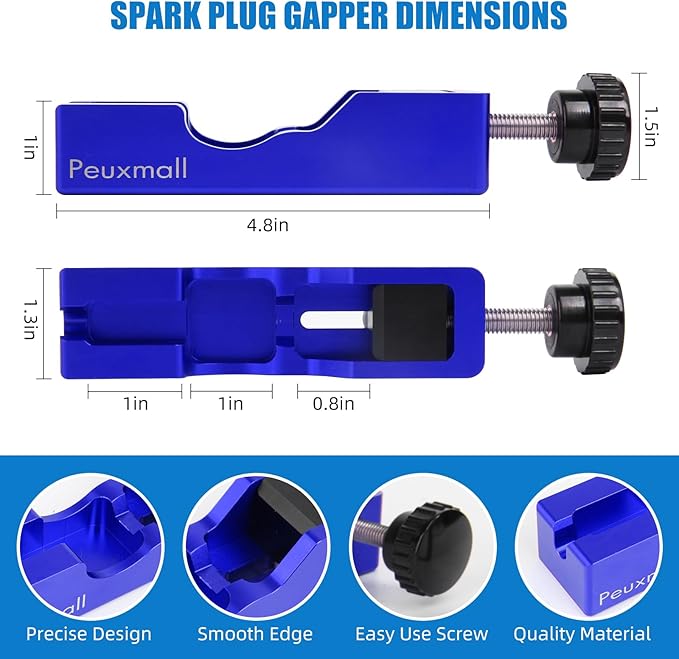 Spark Plug Gap Tool, Spark Plug Gapping Tool with 32 Blade Steel Feeler Gauge, Universal Spark Plug Gap Tool for Most 10mm 12mm 14mm 16mm Spark Plugs (Blue)