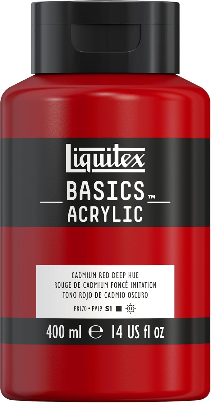 Liquitex BASICS Acrylic Paint, 400ml Bottle, Cadmium Red Deep Hue by Liquitex
