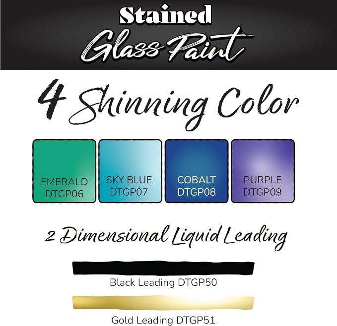 DecoArt Stained Glass Acrylic Paint Set – Cool Colors, Windows & Creative DIY - Image 2